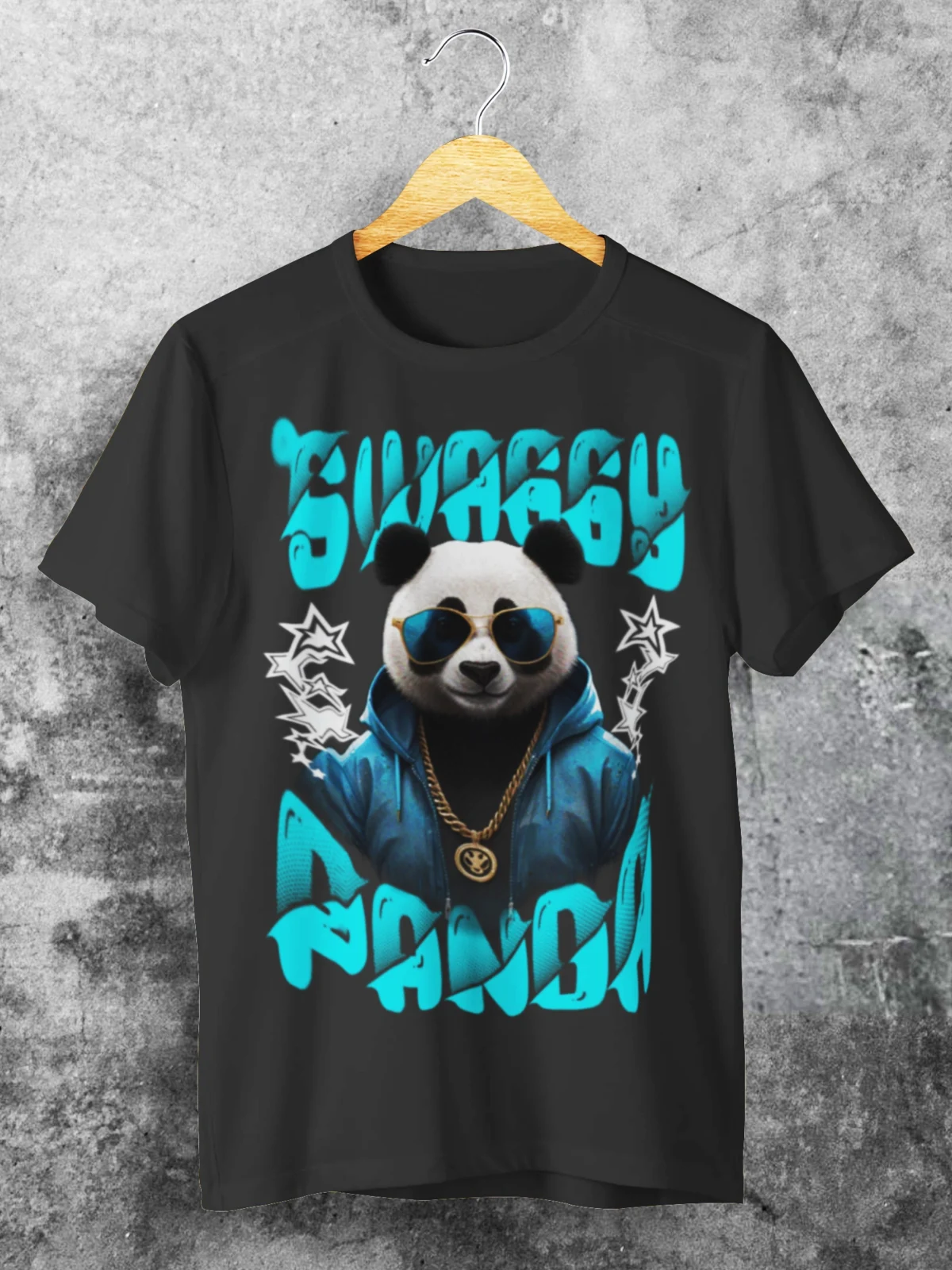 SWAGGY PANDA BLACK MEN T-SHIRT