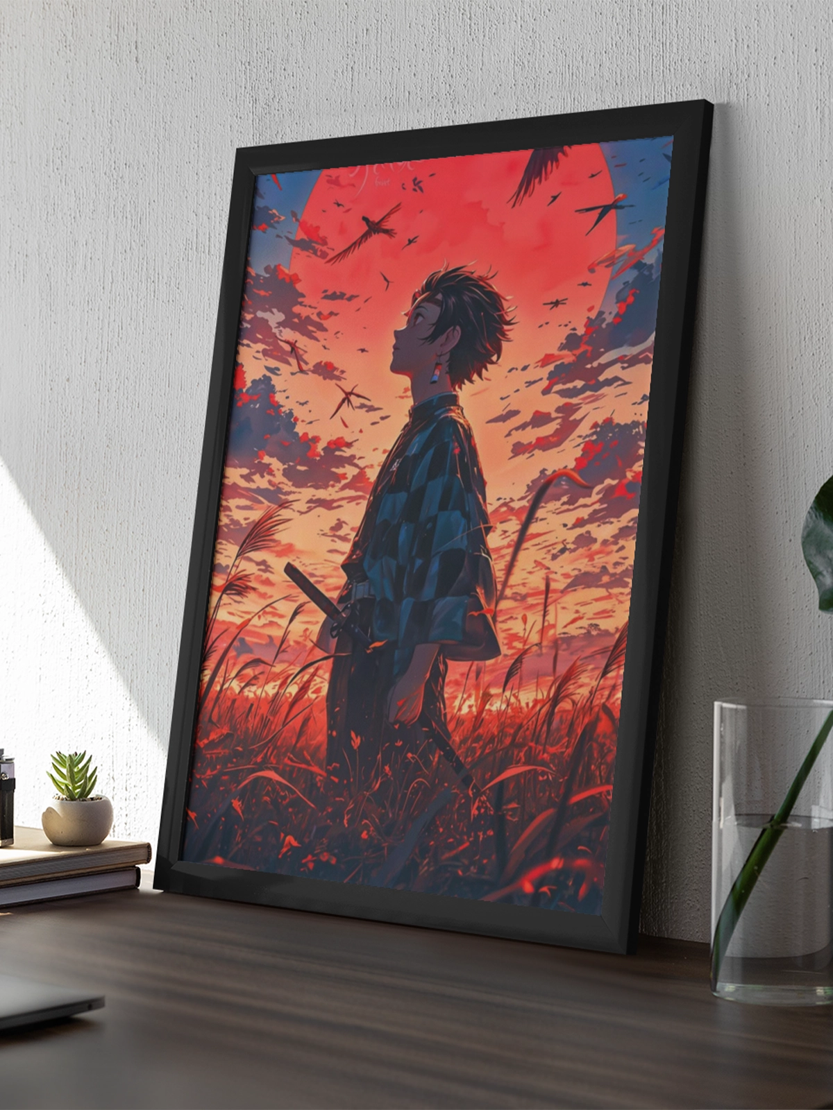 “Sunset Warrior” – Framed Anime-Inspired Wall Art